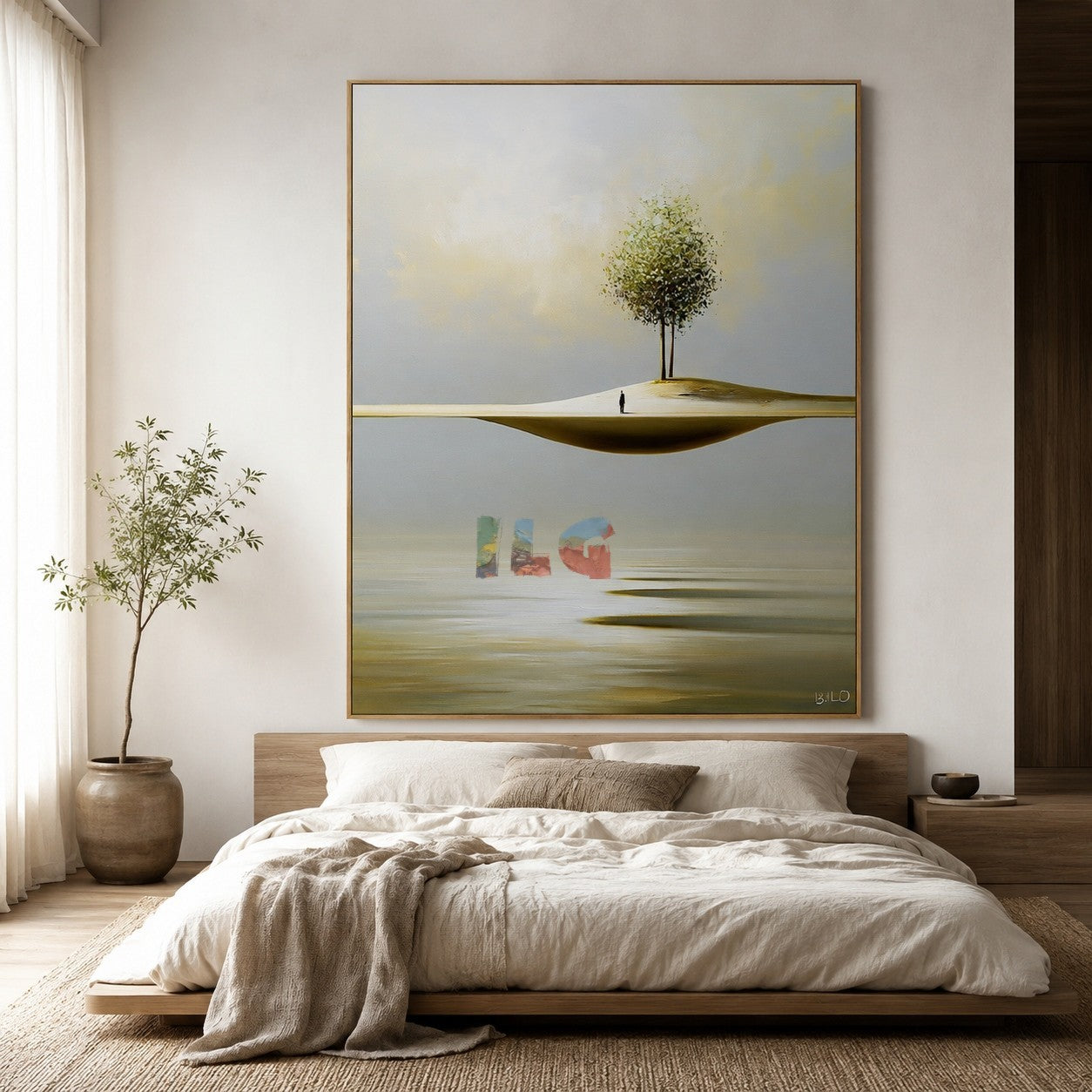 Floating Horizon Tree – Minimalist Surreal Landscape Wall Art