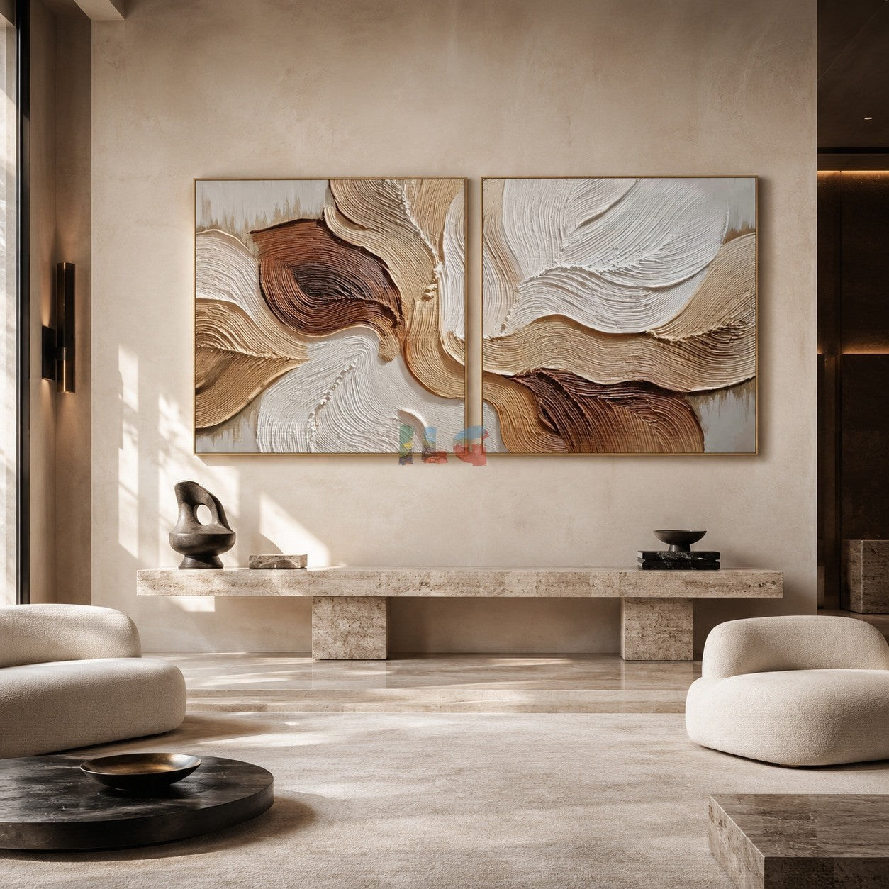 Earthen Petal Flow – Neutral Textured Botanical Wall Art Set