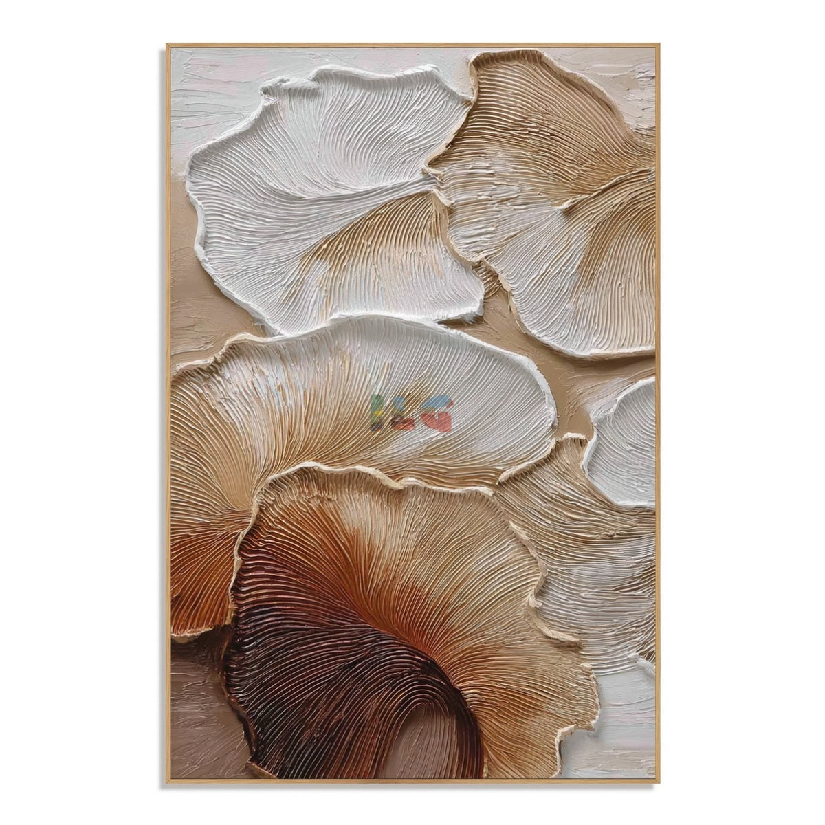 Soft Fanleaf Relief – Neutral Textured Botanical Wall Art