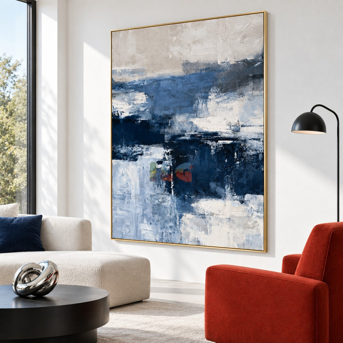 Harbor Mist Horizon – Blue Gray Abstract Landscape Wall Art