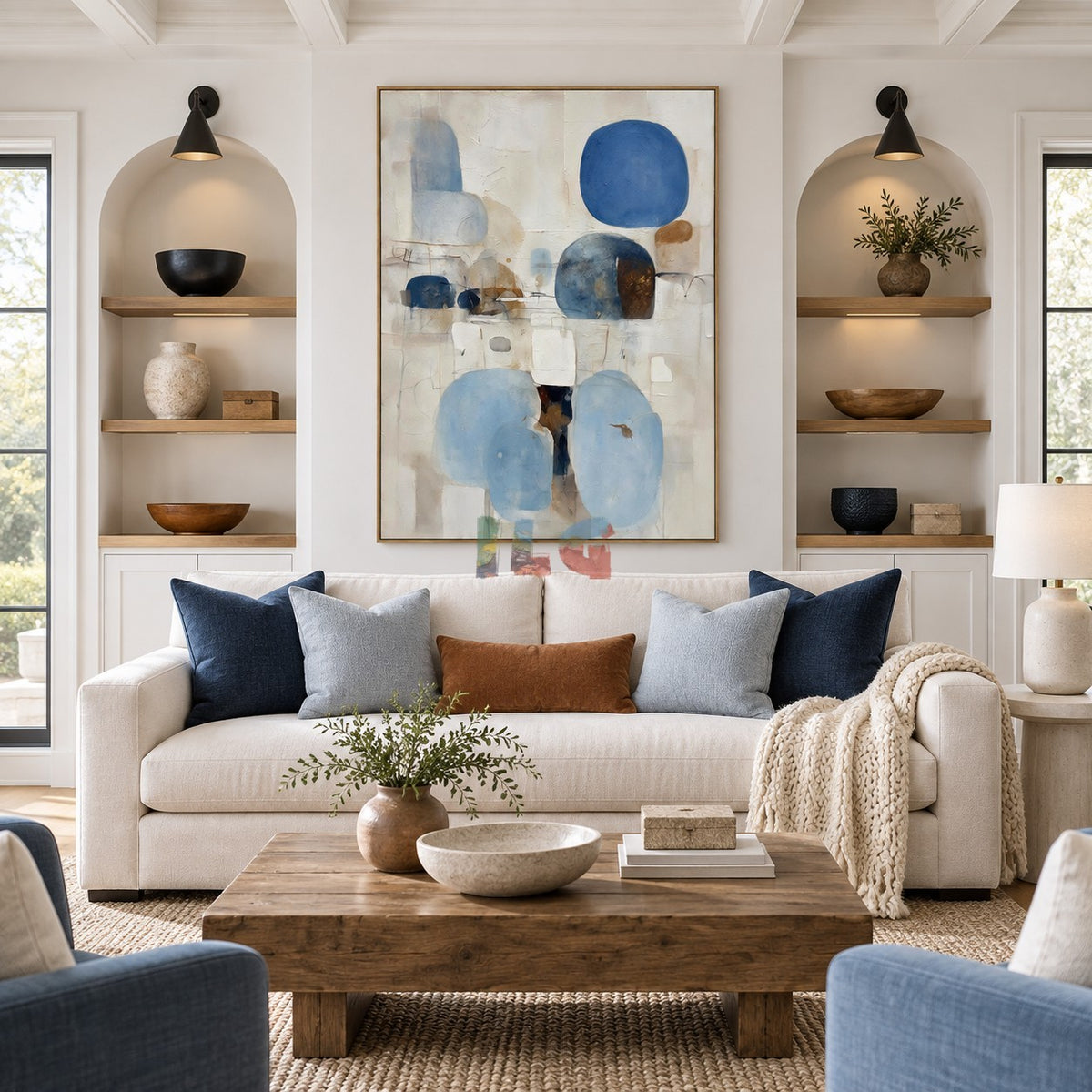 Blue Serenity Forms – Modern Abstract Blue Geometric Wall Art