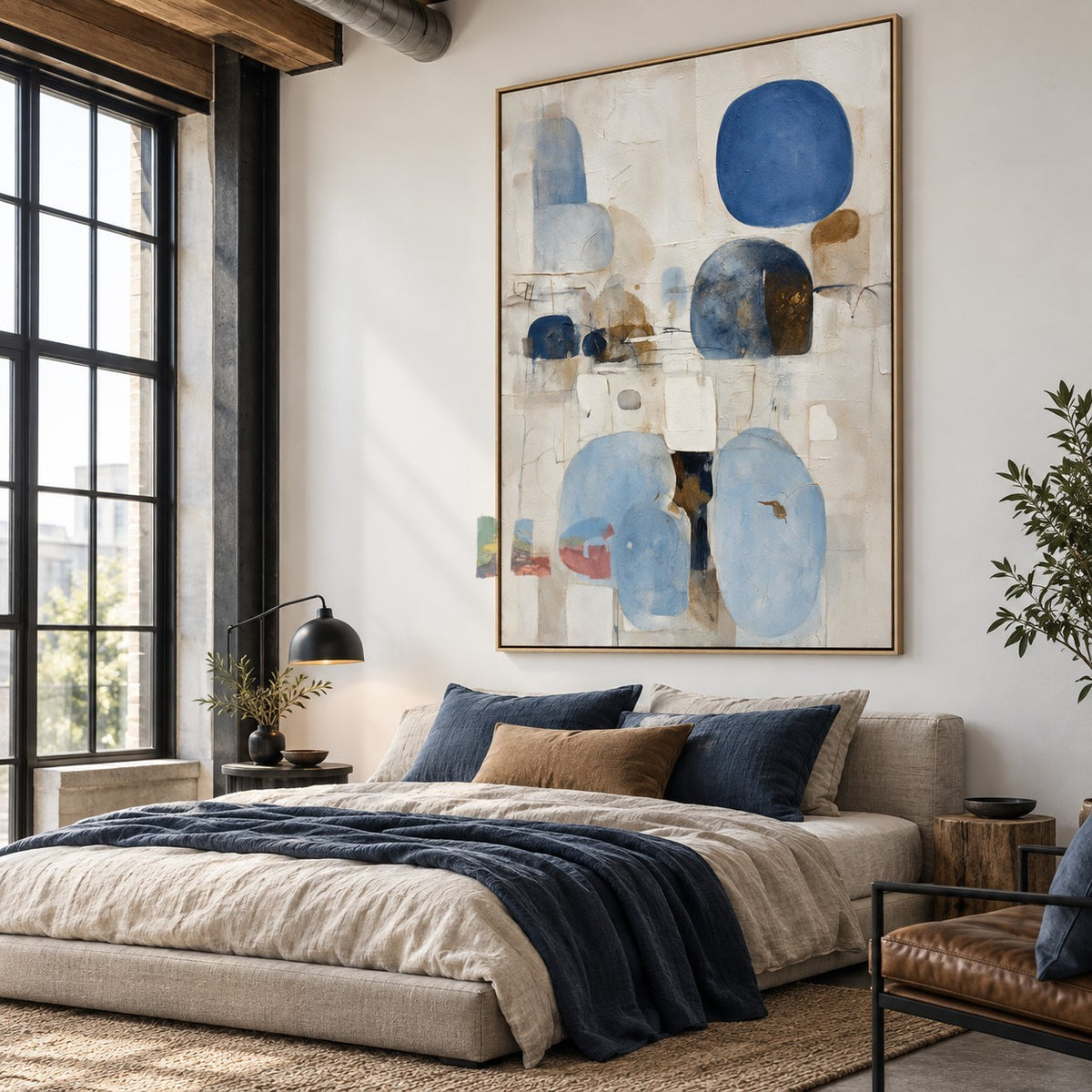 Blue Serenity Forms – Modern Abstract Blue Geometric Wall Art