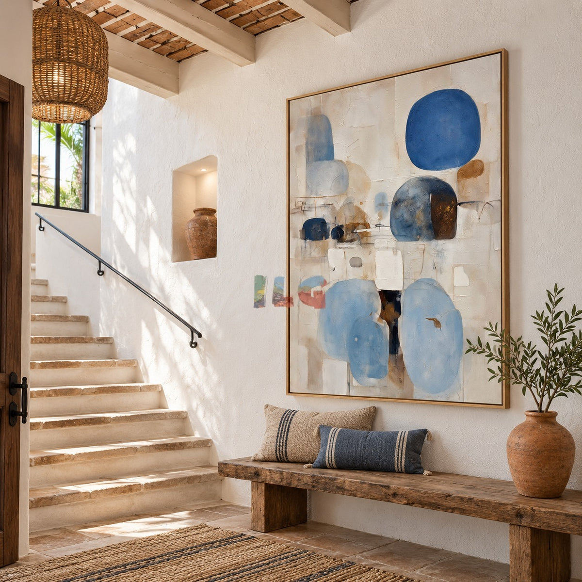 Blue Serenity Forms – Modern Abstract Blue Geometric Wall Art