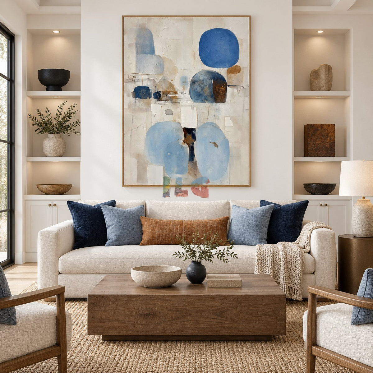 Blue Serenity Forms – Modern Abstract Blue Geometric Wall Art