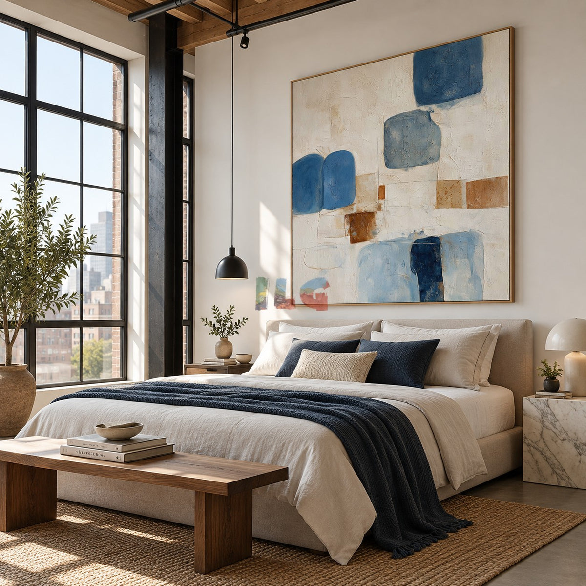 Azure Balance Forms – Modern Blue Abstract Texture Wall Art