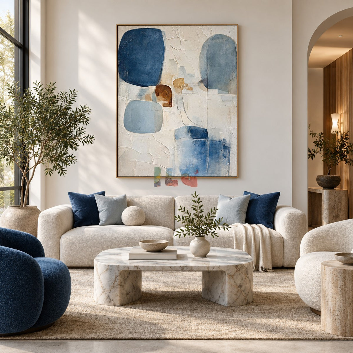 Oceanic Blue Balance – Modern Abstract Blue Texture Wall Art