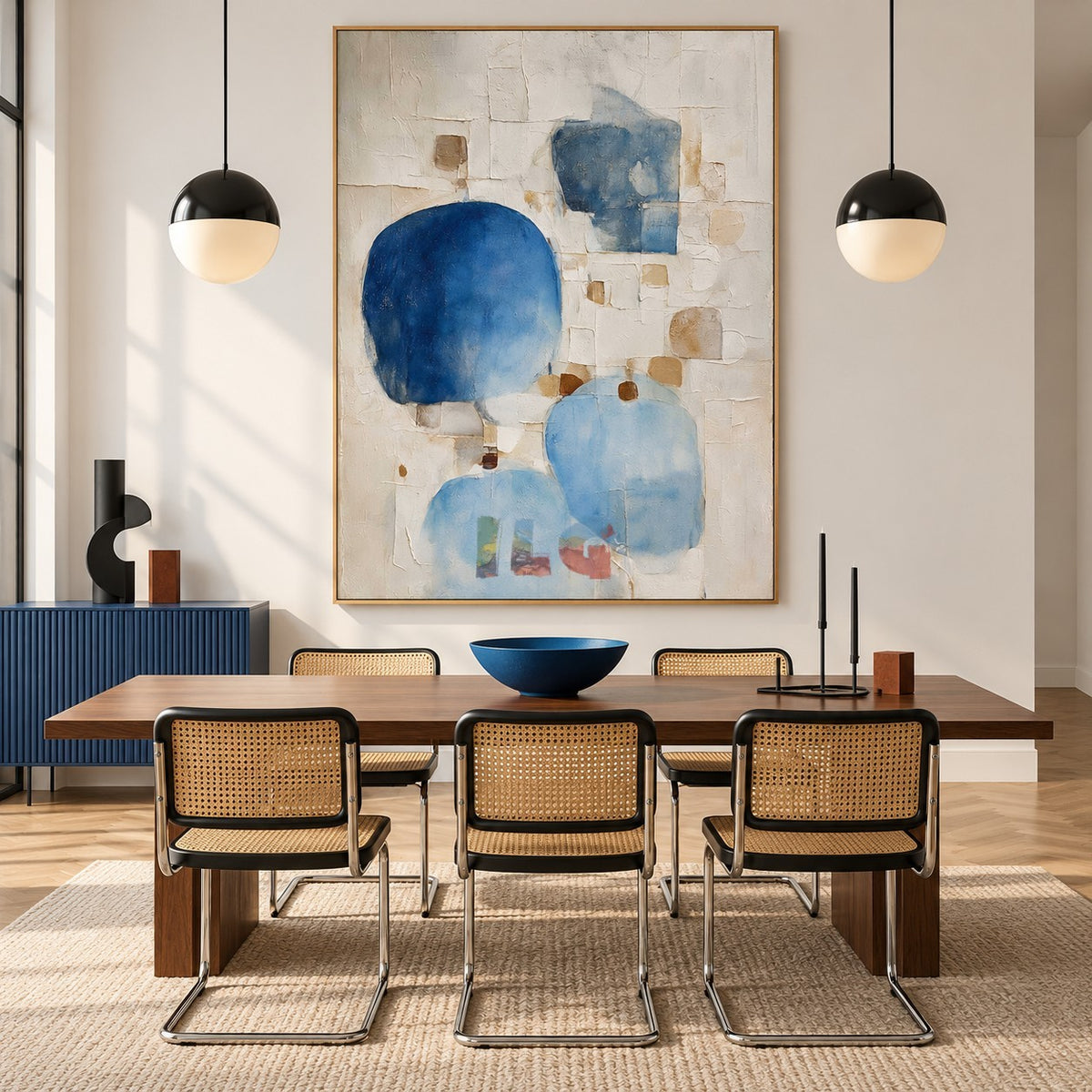Blue Quiet Geometry – Modern Abstract Texture Wall Art