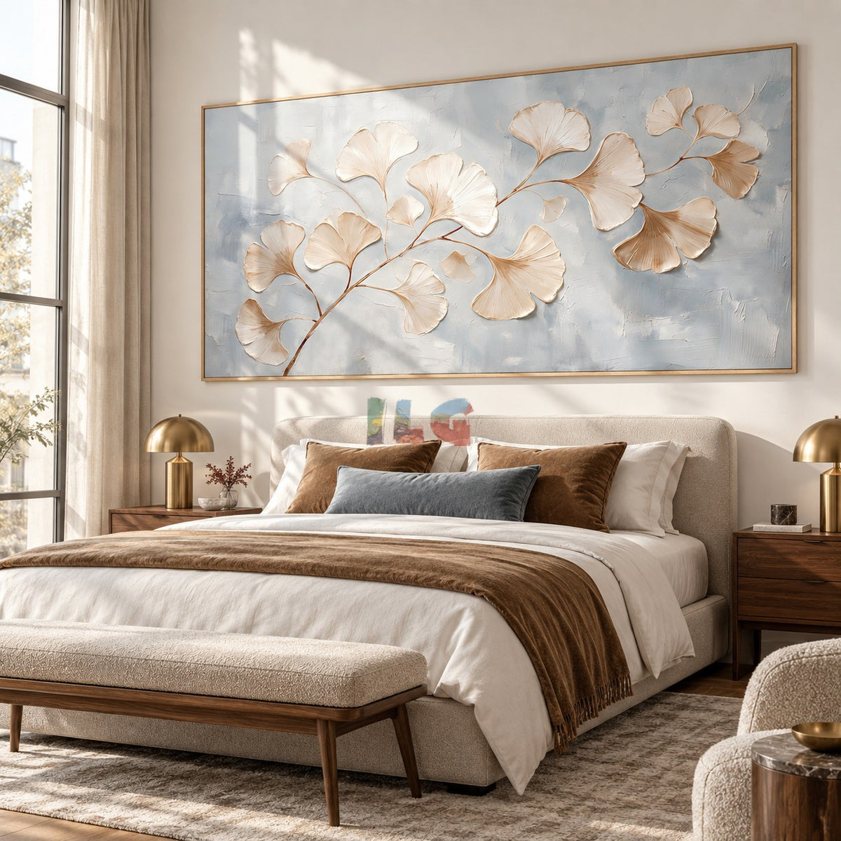 Ginkgo Breeze Flow – Neutral Botanical Texture Wall Art
