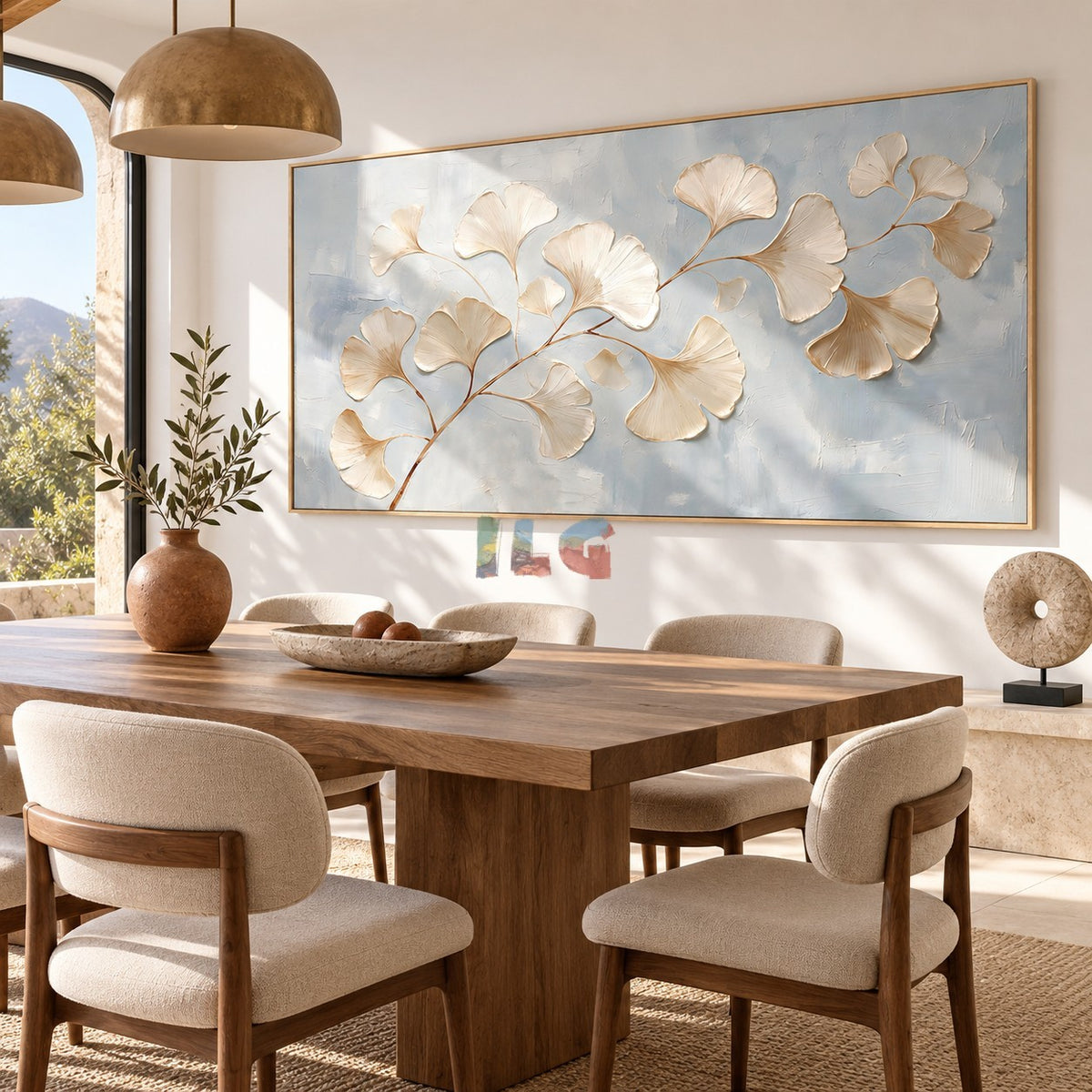 Ginkgo Breeze Flow – Neutral Botanical Texture Wall Art