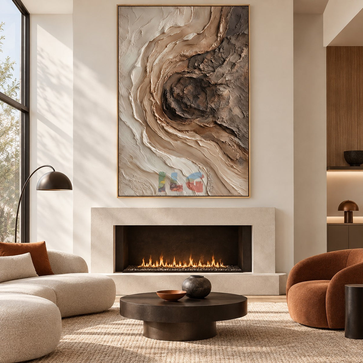 Stonewave Drift – Abstract Earth Tone Relief Wall Art