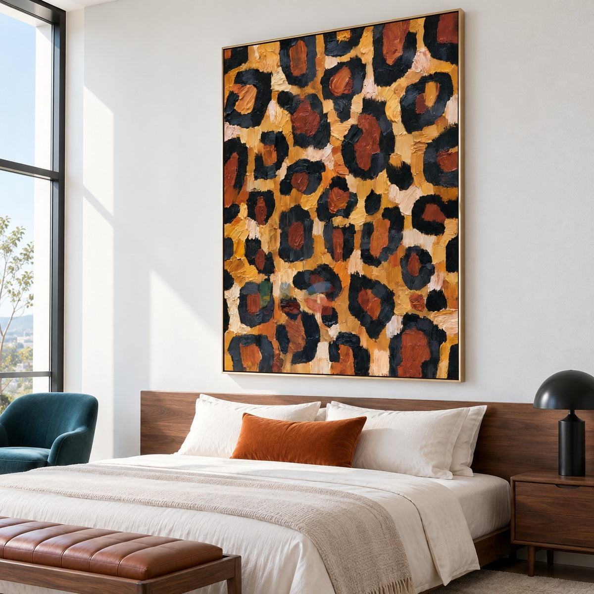 Amber Leopard Rhythm – Abstract Animal Print Texture Wall Art