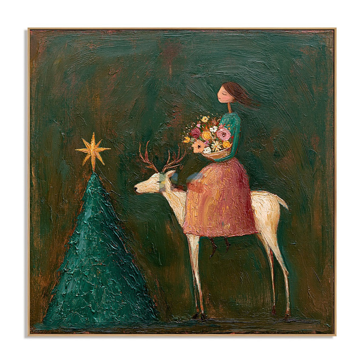 Forest Star Rider – Figurative Floral Deer Wall Art
