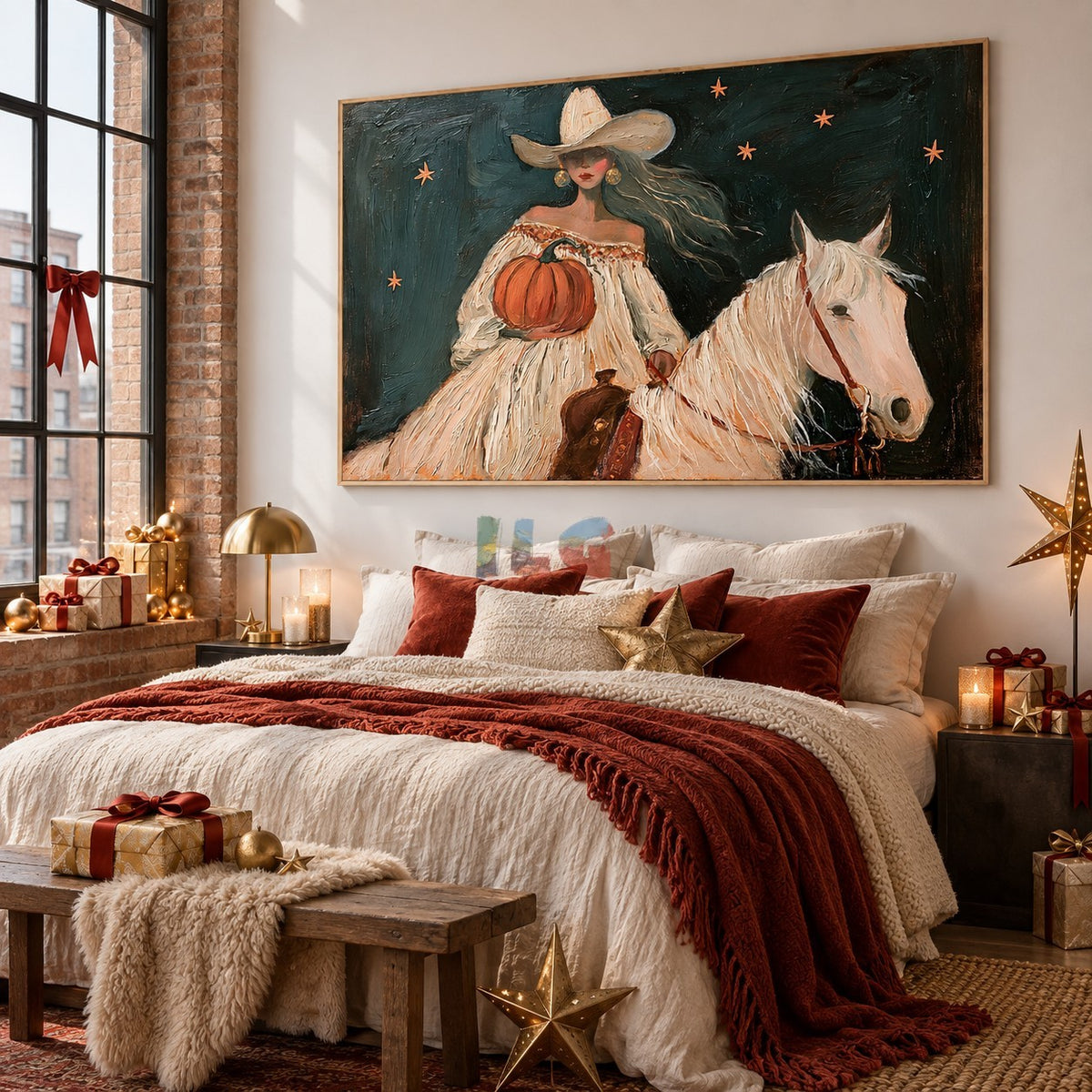 Starlit Harvest Rider – Western Figurative Horse Wall Art