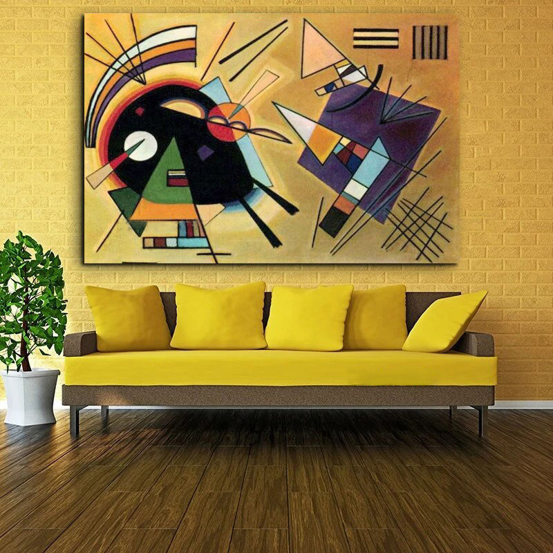 Abstract Geometric Oil Painting: Colorful Shapes for Wall Decor