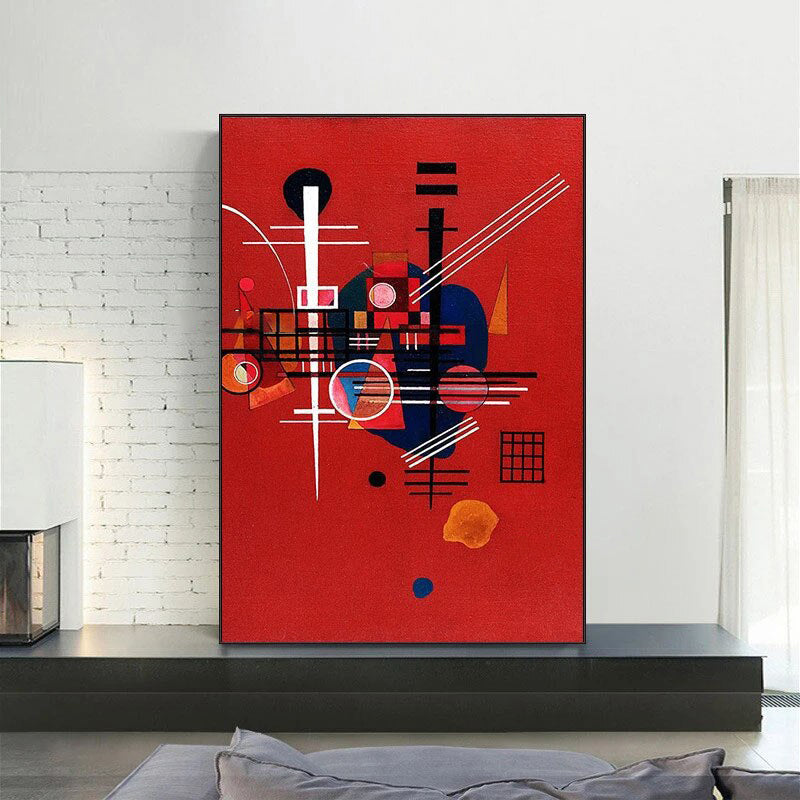 Abstract Geometric Red Canvas Wall Art
