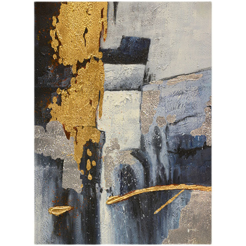 Abstract Oil Painting: Gold & Gray Textures Unveiled