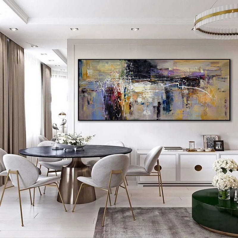 Abstract Oil Painting with Bold Colors and Dynamic Texture