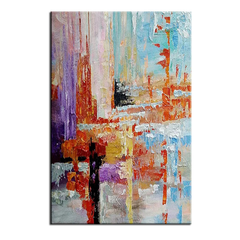 Contemporary Abstract Canvas: Colorful Layered Brushstrokes Decor