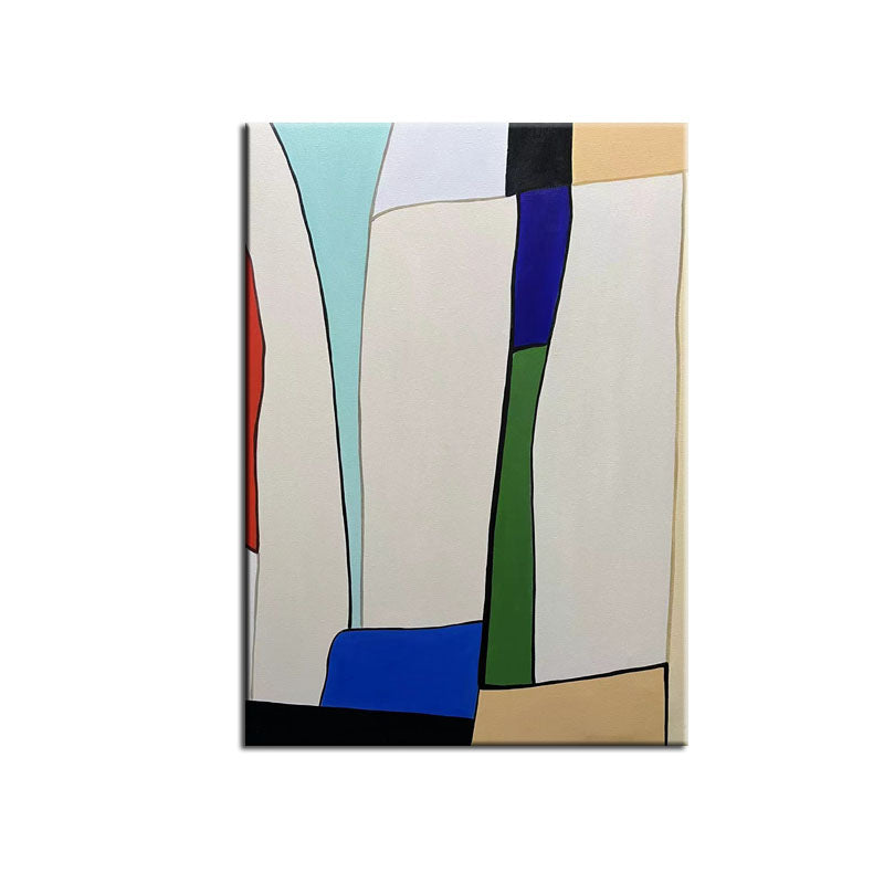 Geometric Abstract Oil Painting - Modern Minimalist Wall Art for Home Decor