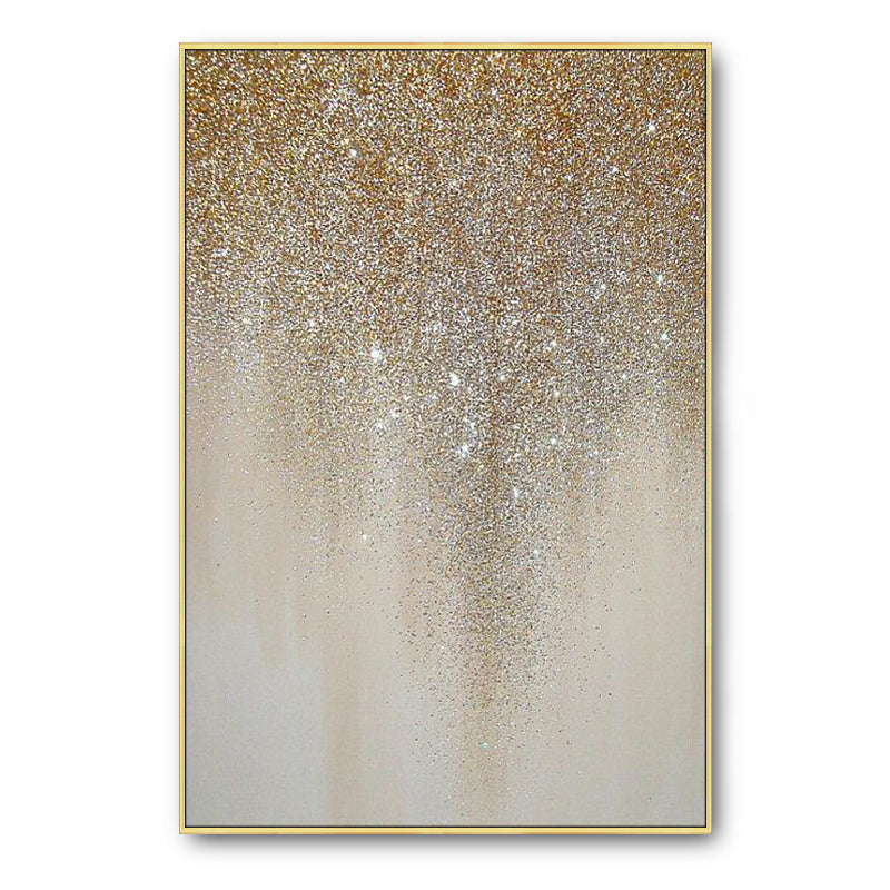 Handmade Golden Glitter Gradient Wall Art - Modern Luxury Decorative Painting for Home & Office Decoration