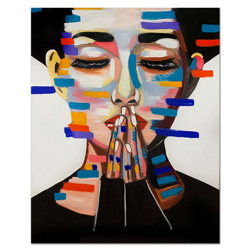 Modern Abstract Woman Face Art - Vibrant Color Blocks Wall Painting