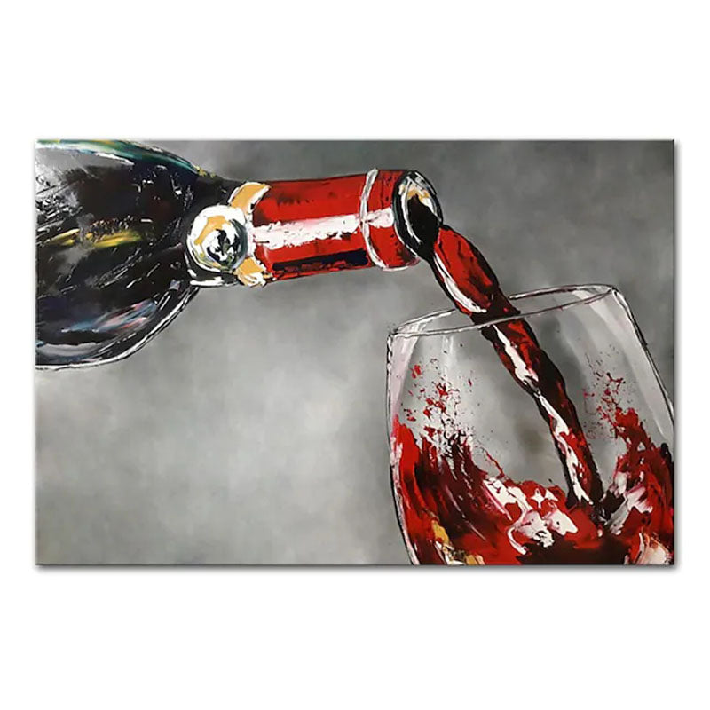 Realistic Oil Painting: Wine Pouring from Bottle to Glass