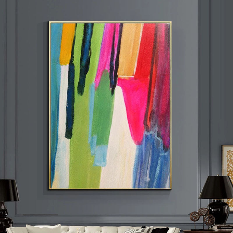 Vibrant Colorful Abstract Oil Painting - Modern Wall Art for Living Room Home Decor