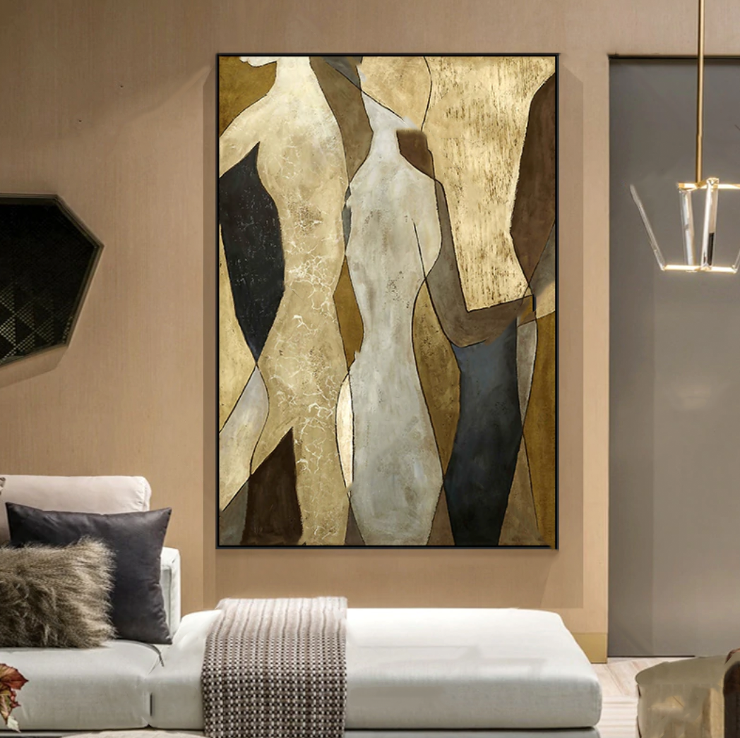 Dialogue-Abstract Oil Painting on Canvas | Modern Textured Wall Art for Living Room