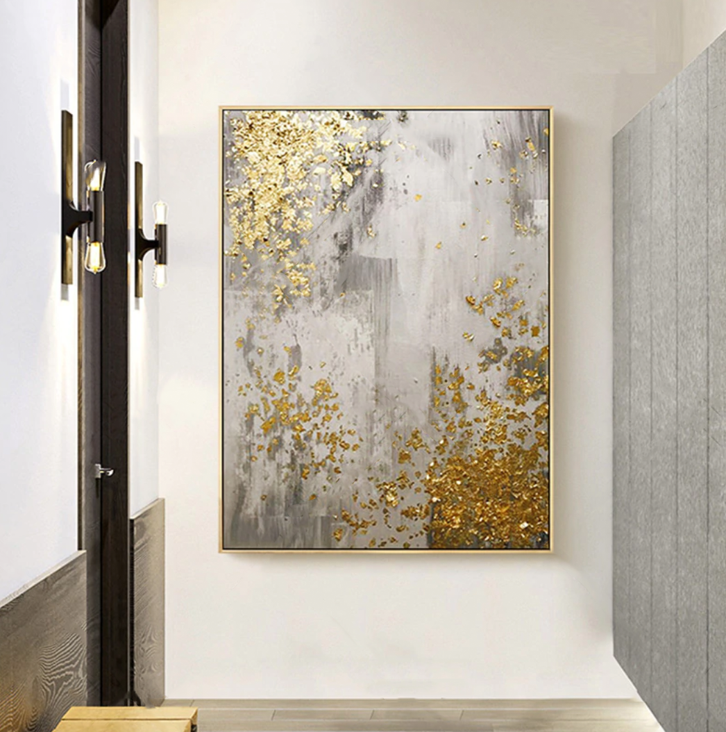 Edge – Luxury Abstract Hand-Painted Modern Wall Art with Gold Leaf on Textured Canvas