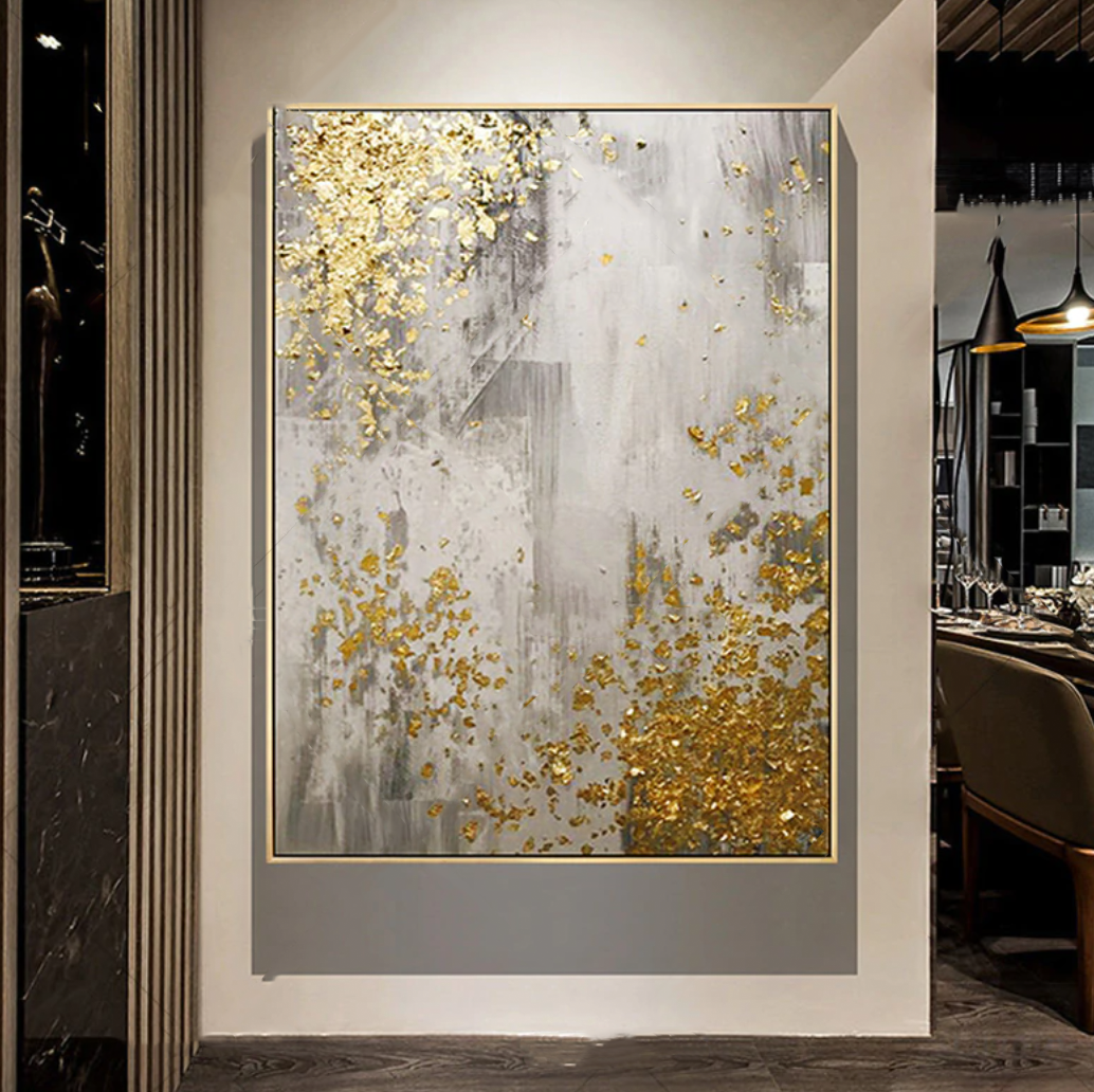 Edge – Luxury Abstract Hand-Painted Modern Wall Art with Gold Leaf on Textured Canvas