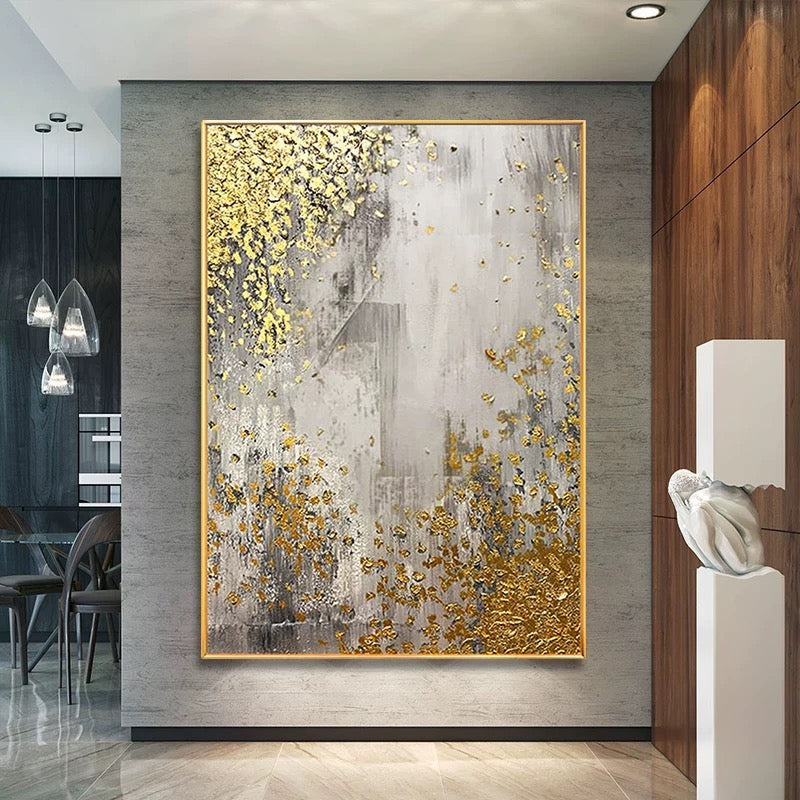 Edge – Luxury Abstract Hand-Painted Modern Wall Art with Gold Leaf on Textured Canvas