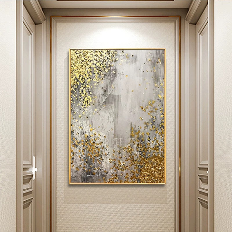 Edge – Luxury Abstract Hand-Painted Modern Wall Art with Gold Leaf on Textured Canvas