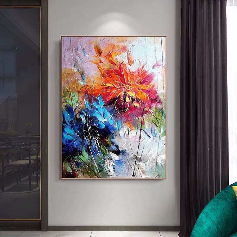 Floral Serenade-Abstract Floral Painting | Textured Vertical Canvas Art for Modern Interiors