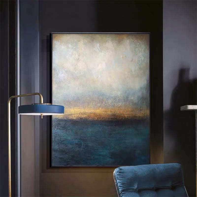 Seashore-Abstract Coastal Oil Painting | Vertical Textured Ocean Wall Art for Modern Decor