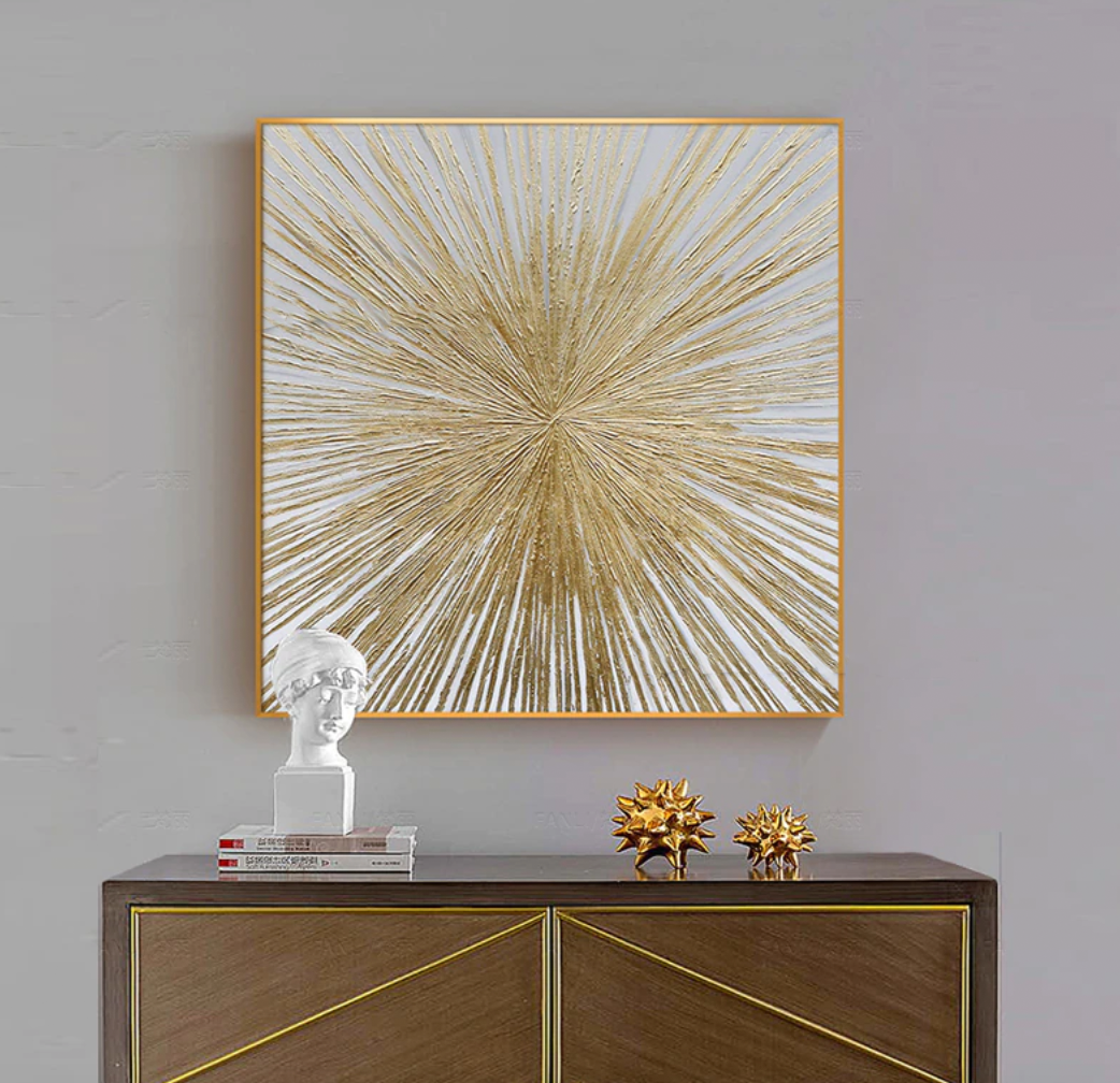 Star-Luxury Textured Abstract Canvas Painting for Contemporary Wall Art Decor