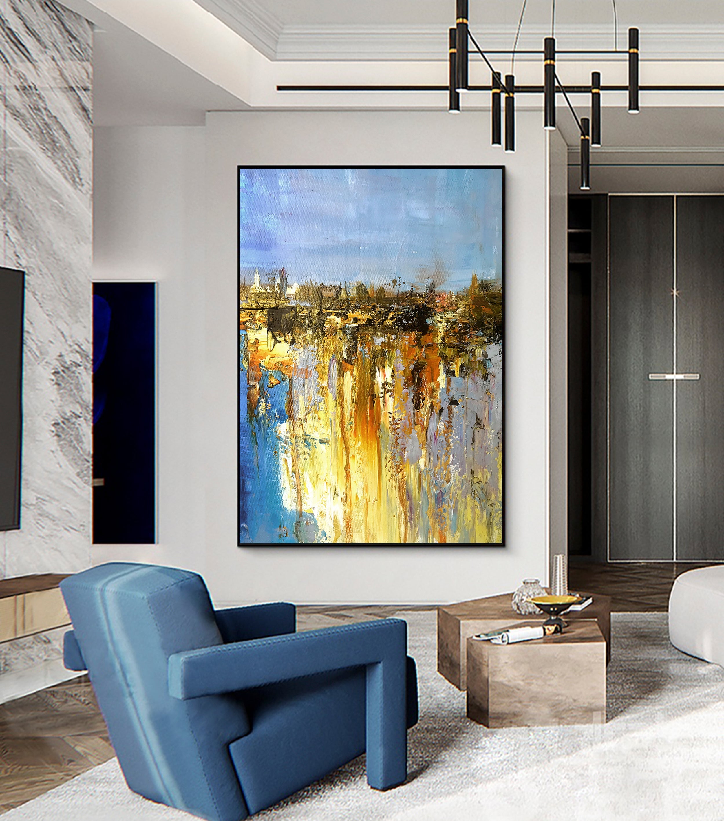 Augsburg – Abstract Cityscape Painting with Textured Brushwork and Vibrant Colors