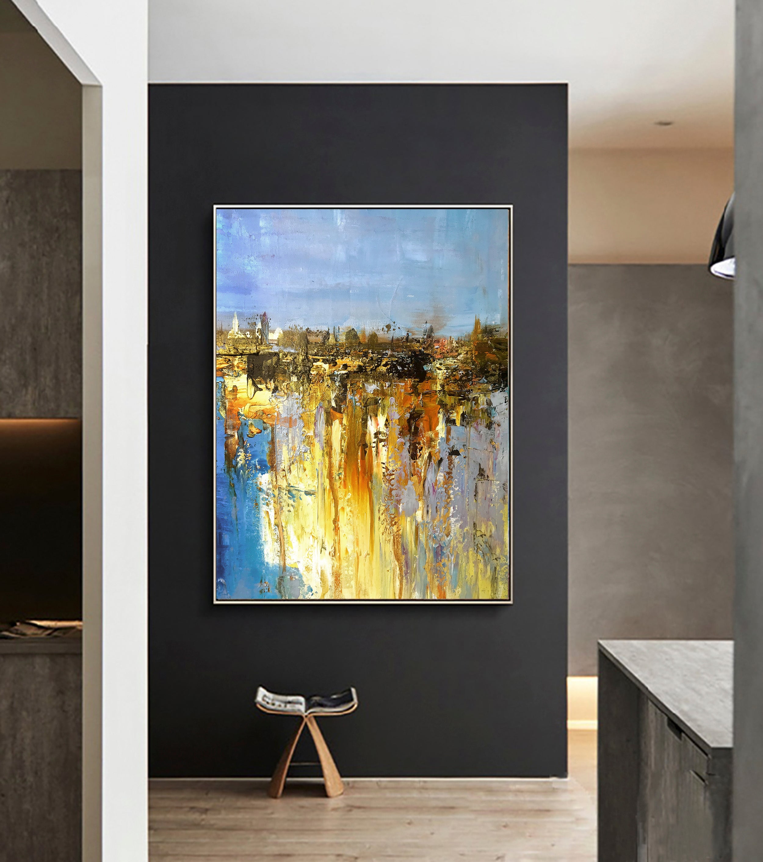 Augsburg – Abstract Cityscape Painting with Textured Brushwork and Vibrant Colors