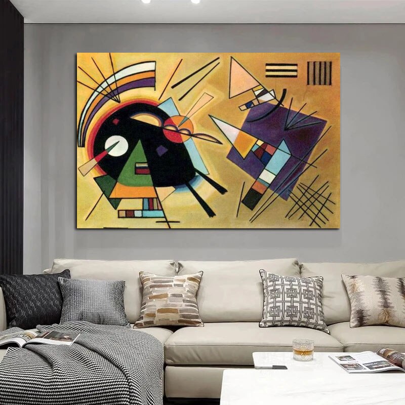 Abstract Geometric Oil Painting: Colorful Shapes for Wall Decor