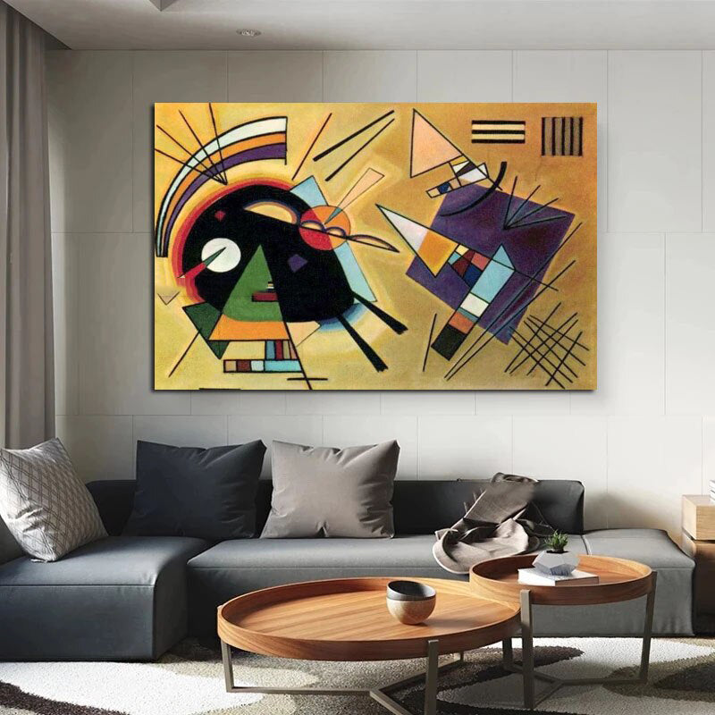 Abstract Geometric Oil Painting: Colorful Shapes for Wall Decor