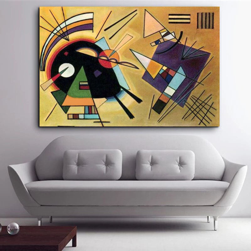 Abstract Geometric Oil Painting: Colorful Shapes for Wall Decor