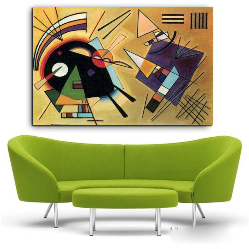Abstract Geometric Oil Painting: Colorful Shapes for Wall Decor