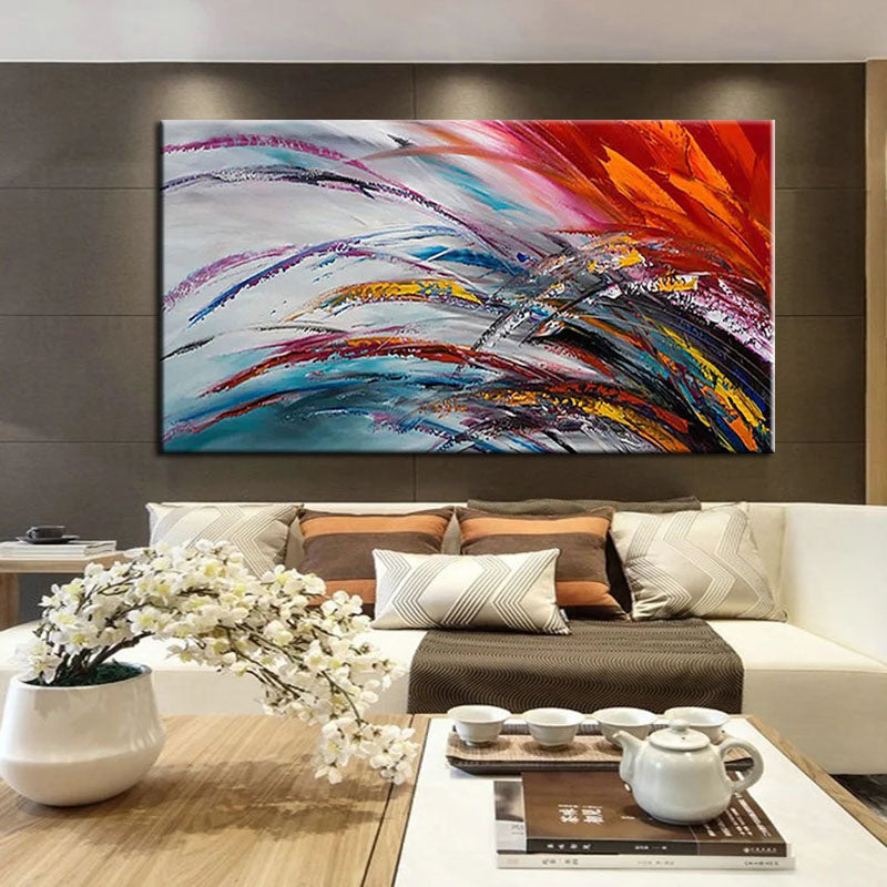 Colored Wheat-Colorful Abstract Landscape Canvas Painting for Modern Decor