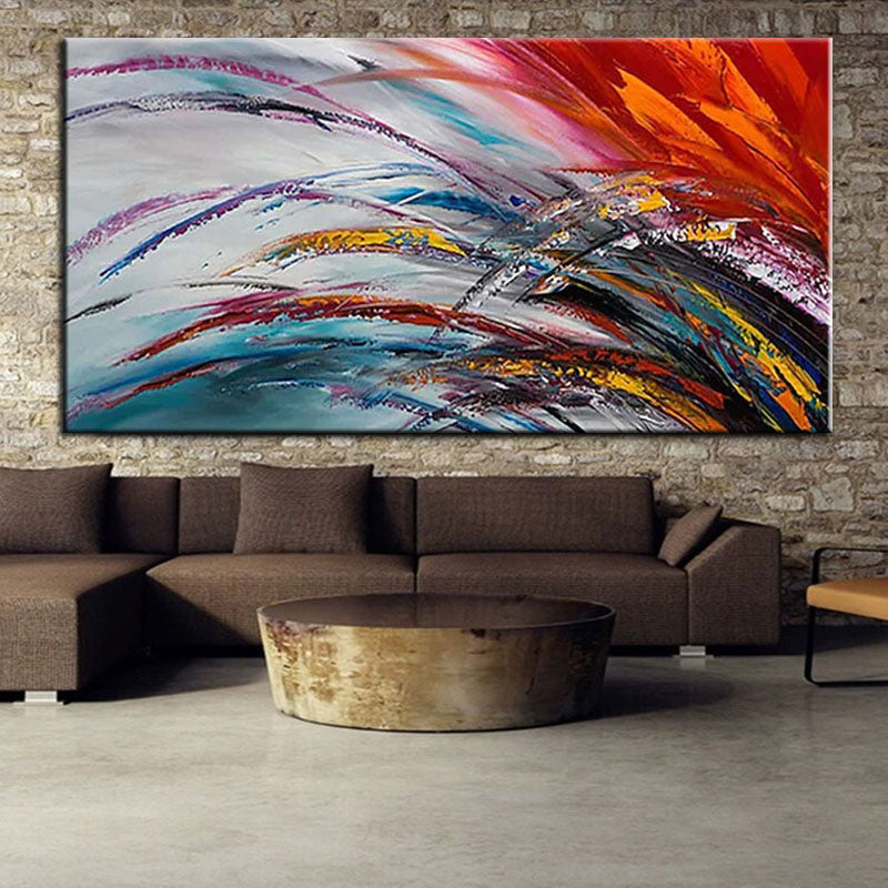 Colored Wheat-Colorful Abstract Landscape Canvas Painting for Modern Decor