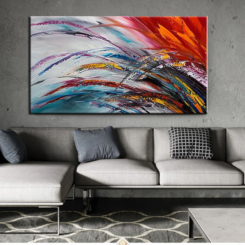Colored Wheat-Colorful Abstract Landscape Canvas Painting for Modern Decor