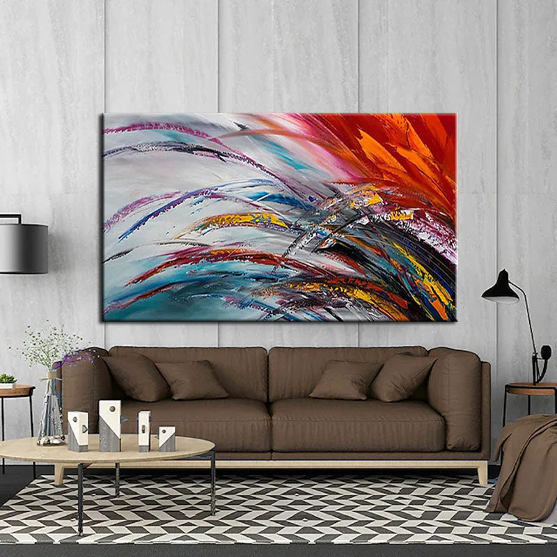 Colored Wheat-Colorful Abstract Landscape Canvas Painting for Modern Decor