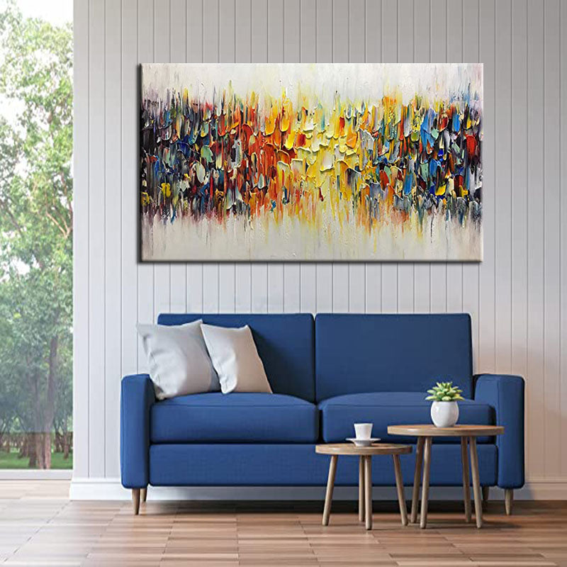 Colorful Clash-Textured Modern Abstract Oil Painting for Contemporary Home Decor