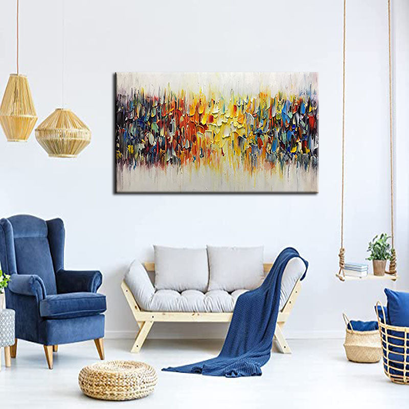 Colorful Clash-Textured Modern Abstract Oil Painting for Contemporary Home Decor