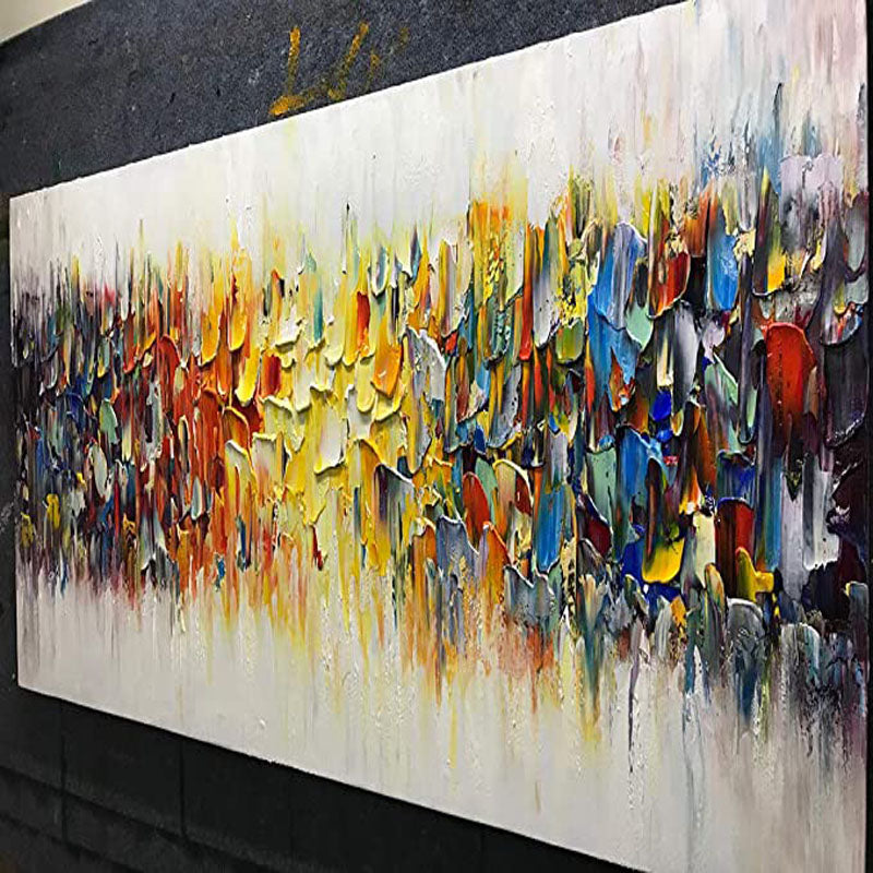 Colorful Clash-Textured Modern Abstract Oil Painting for Contemporary Home Decor