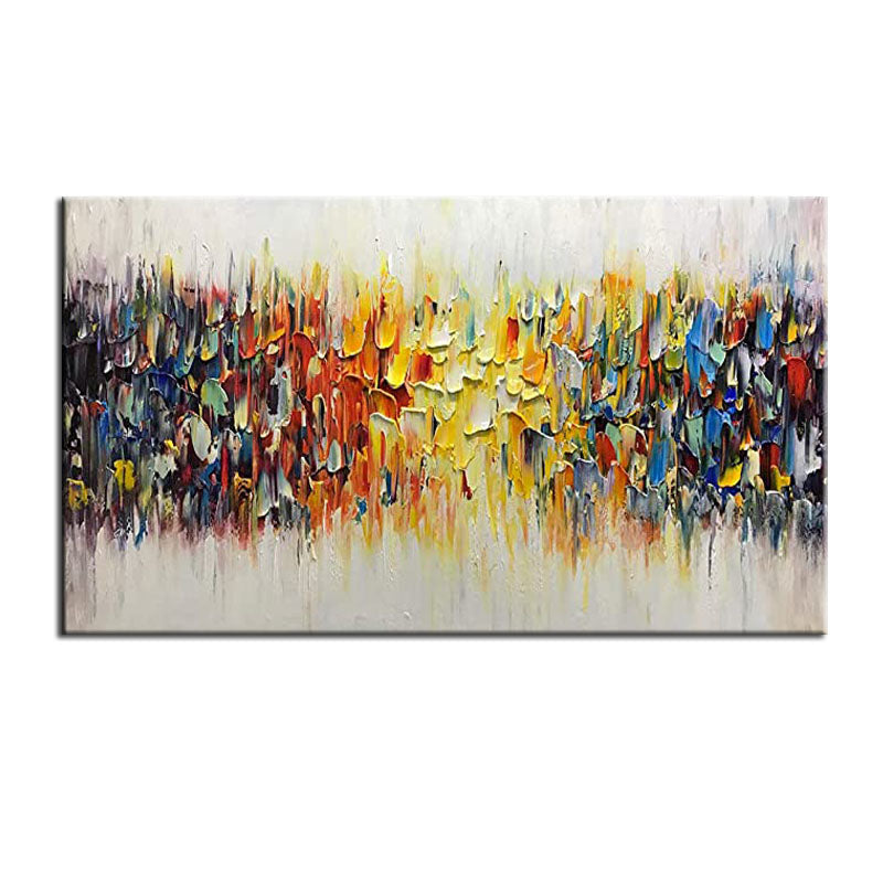 Colorful Clash-Textured Modern Abstract Oil Painting for Contemporary Home Decor