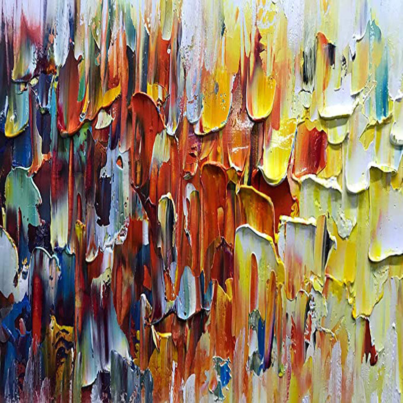 Colorful Clash-Textured Modern Abstract Oil Painting for Contemporary Home Decor